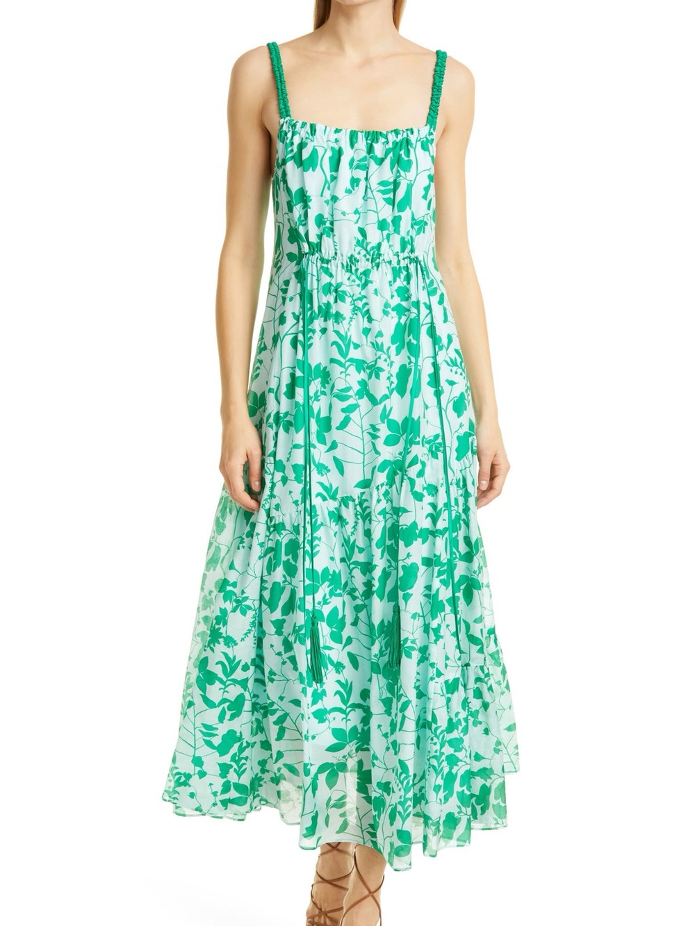 La Ligne Blue & Green Floral Print Dress